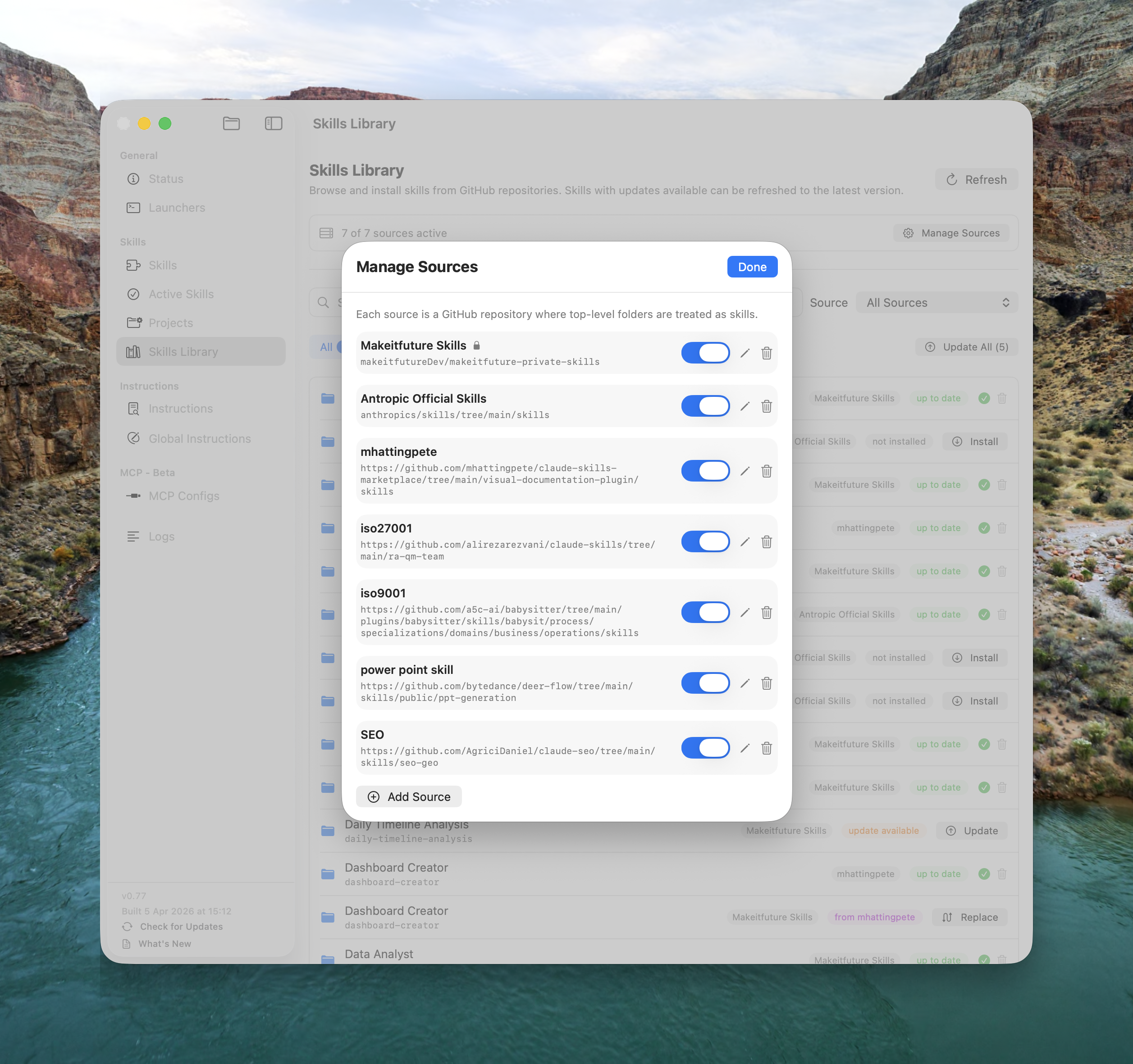 Manage Skill Sources